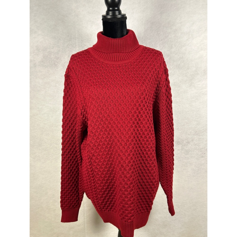 Yitrend Womens XXL Red Textured Knit Turtleneck Sweater Long Sleeve‎ NWT